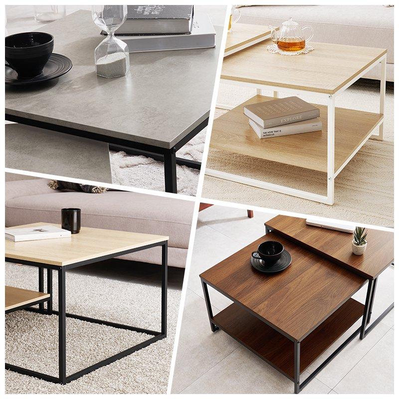 ネストテーブル ローテーブル 2台セット 正方形 大:幅59.5×59.5cm 小