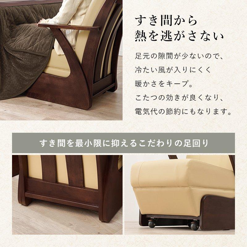 夕めしこたつ仕かける 居敷き2脚 2人用 幅90糎 節電 キャスター付き添い人 省エネ