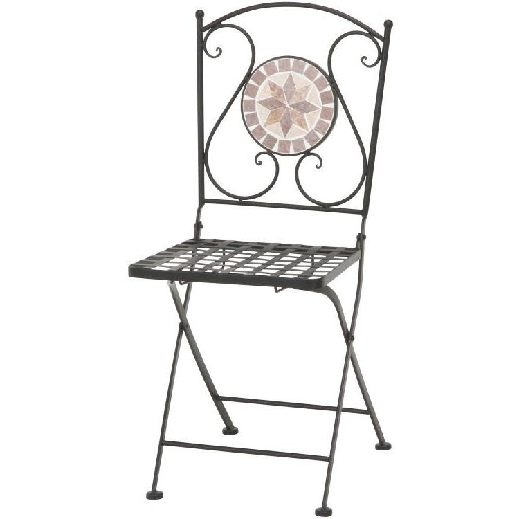 ガーデンチェアー おしゃれ 2脚セット モザイク柄 星柄 幅39.5×奥行51.5×