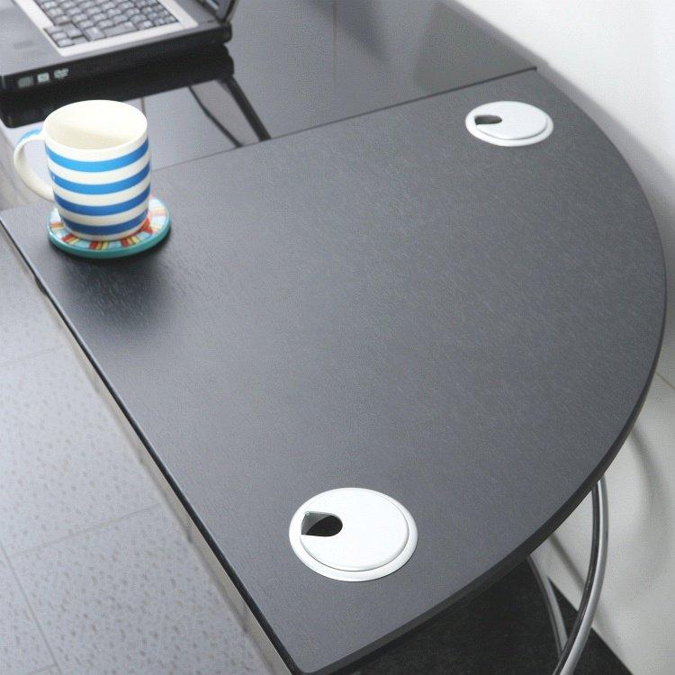 パソコンデスク おしゃれ L字 ガラス ワークデスク ブラック