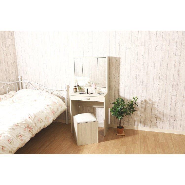ドレッサー おしゃれ 三面鏡 スツール付き 60×39×130cm ホワイト |  | 05