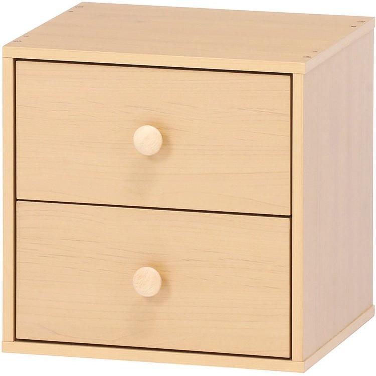 (タイムセール中) キューブボックス おしゃれ 引き出し2段 収納ボックス 幅34.6×奥行29.3×高さ34.4cm ナチュラル | 