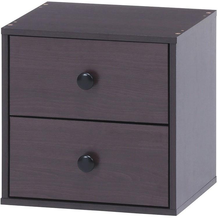 キューブボックス おしゃれ 引き出し2段 収納ボックス 34.5×31.5×34.5cm ブラウン | 