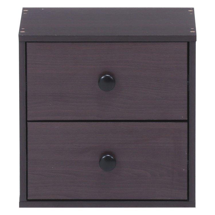 キューブボックス おしゃれ 引き出し2段 収納ボックス 34.5×31.5×34.5cm ブラウン |  | 01