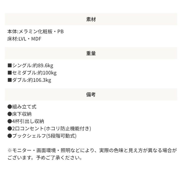 セミダブルベッド フレームのみ 引き出し収納 |  | 17