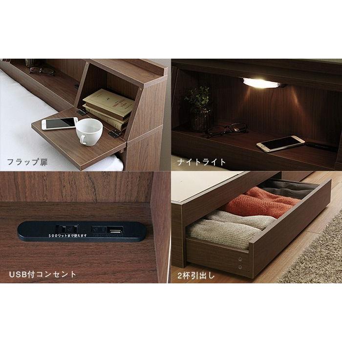 セミダブルベッド ベッドフレームのみ収納付きベッド セミダブル USB・コンセント・照明・棚付き |  | 02