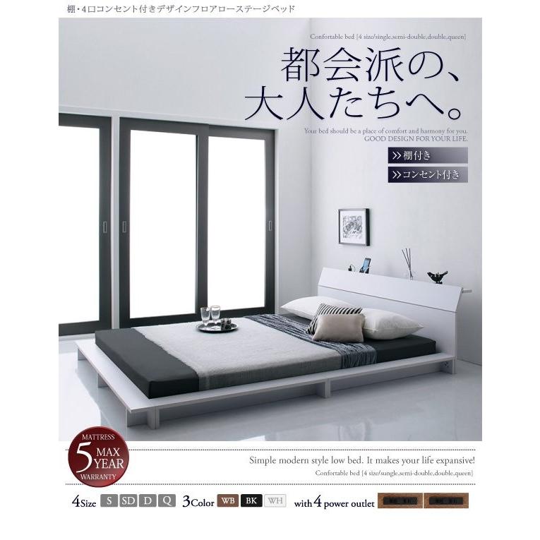 【メール便】 ダブルベッド マットレス付き スタンダードポケットコイル ローベッド 【JS1090812102】(38301円)