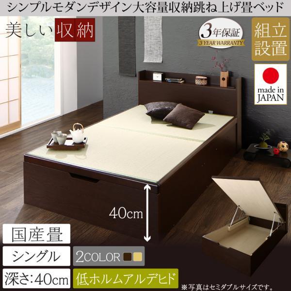 組立設置付 シングルベッド 国産畳 深さラージ 日本製 大容量収納 畳ベッド