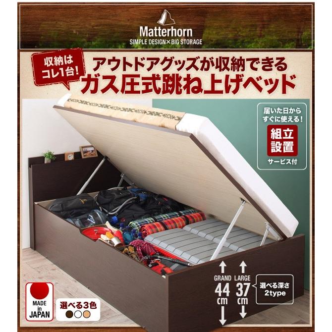 組立設置付 シングルベッド マットレス付き 薄型プレミアムポケットコイル 深さラージ キャンプ用品も収納できる 跳ね上げ式ベッド 組立設置付 跳ね上げ式ベッド