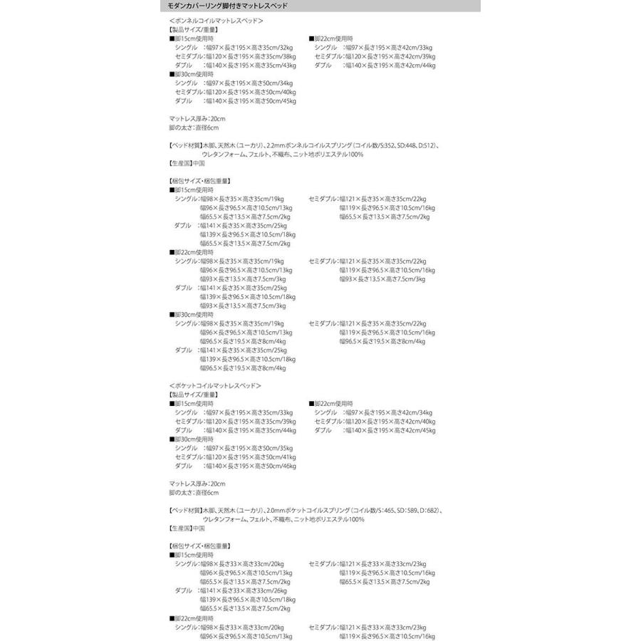 ダブルベッド 脚付きマットレスベッド ボンネルコイル 22cm おしゃれ｜double｜17