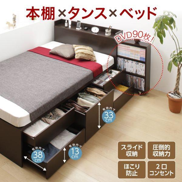 組立設置付 セミダブルベッド ベッドフレームのみ チェスト収納