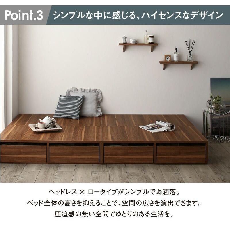 (タイムセール中) 収納付きベッド シングル ベッドフレームのみ ヘッドレス 引き出し4杯/ロータイプ |  | 08