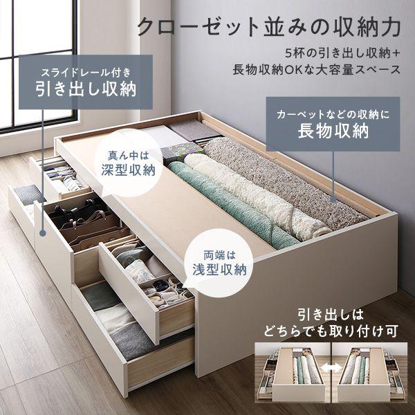 セミダブルベッド フレームのみ 通常丈 収納付き ヘッドレス すのこ |  | 08