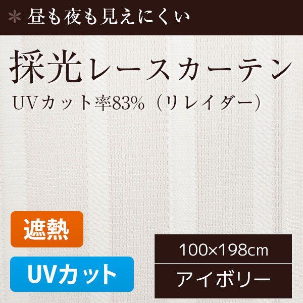 採光レースカーテン UVカット 2枚組 100×198cm 洗える 遮熱 遮像