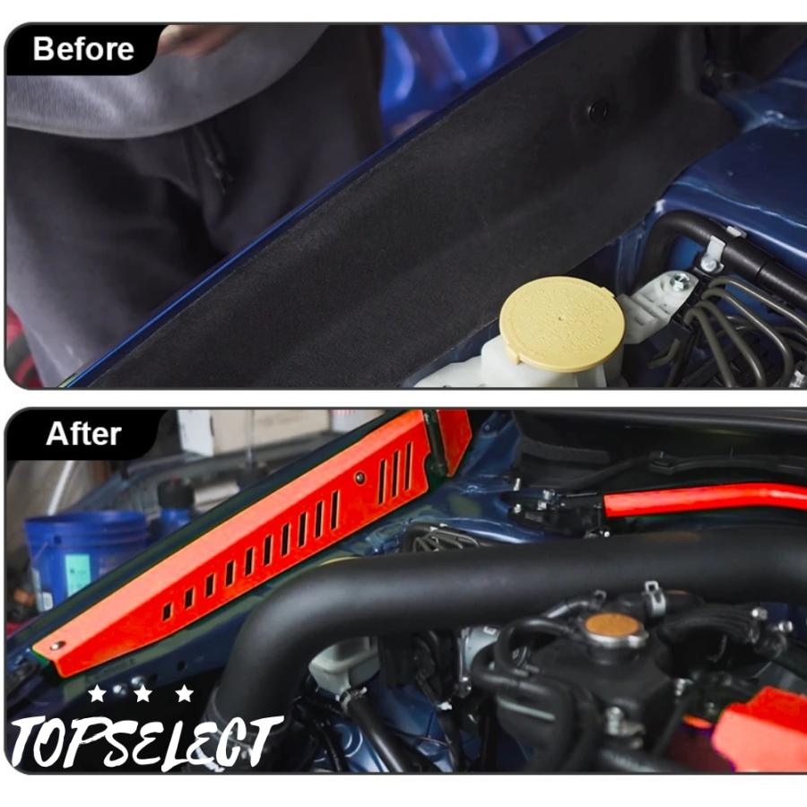 フェンダー シュラウド レッド スバル WRX STi S4 VAB VAG レヴォーグ