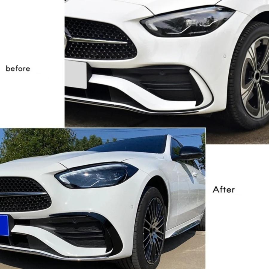 AMG C43ルック フロントバンパー スプリッターカナード 艶ありブラック
