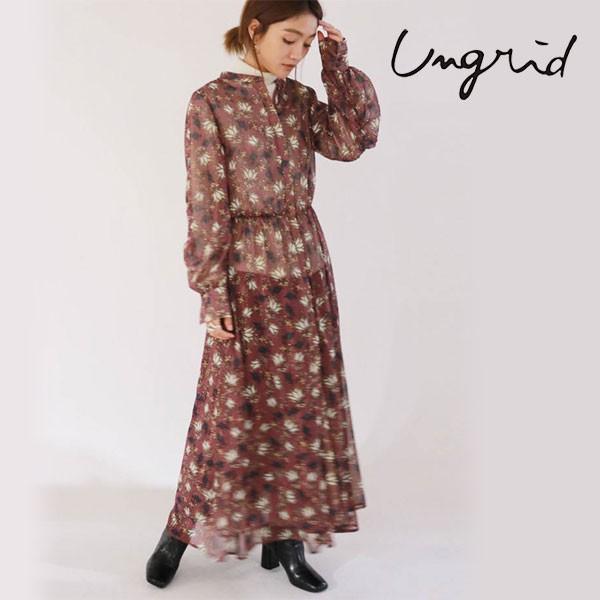 アングリッド Ungrid フラワープリントラメワンピース ワンピース