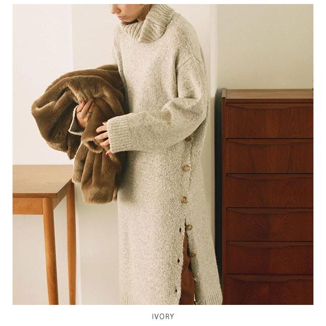 アングリッド Ungrid 通販 タートルニットサイドボタンワンピース レディース ワンピース ミディアム丈 タートルネック ニット スリット 無地 バッグ ワンピースのダブルハート 通販 Yahoo ショッピング