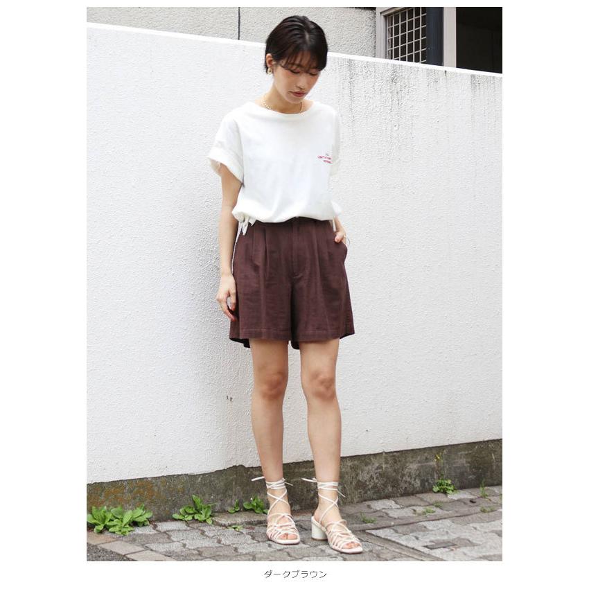 アングリッド Ungrid 通販 リネン混タックショートパンツ レディース パンツ ハーフパンツ ショート丈 五分丈 リネン シンプル 無地 カジュアル バッグ ワンピースのダブルハート 通販 Yahoo ショッピング