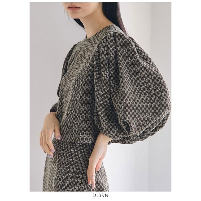 SALE TODAYFULトゥデイフル Komon Puff Blouse コモンパフブラウス レディース トップス ブラウス パフスリーブ ボリューム袖 七分袖 総柄 小紋柄 短め｜doubleheart｜15