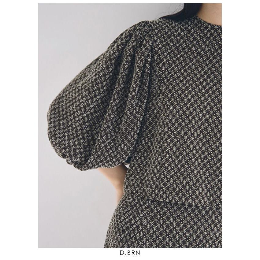 SALE TODAYFULトゥデイフル Komon Puff Blouse コモンパフブラウス レディース トップス ブラウス パフスリーブ ボリューム袖 七分袖 総柄 小紋柄 短め｜doubleheart｜16