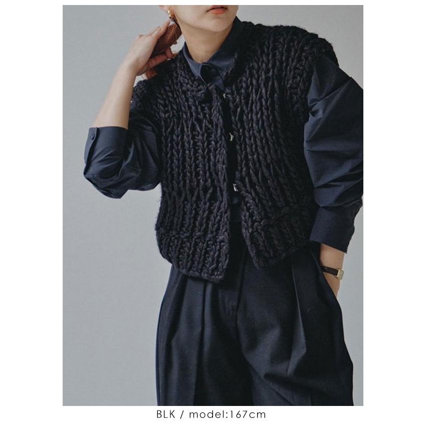 todayful トゥデイフル チャンキーハンドニットベスト ブラック