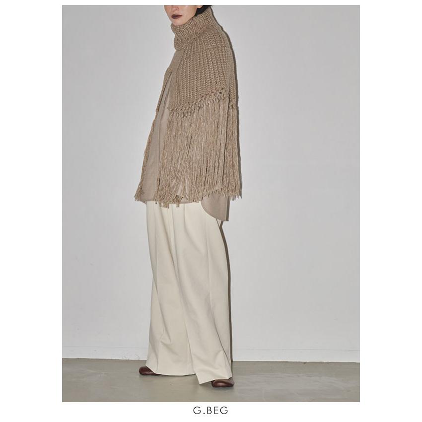 SALE TODAYFUL 2023winter トゥデイフル Fringe Knit Cape フリンジニットケープ トップス ハイネック スリット ミドル丈 12320528｜doubleheart｜13