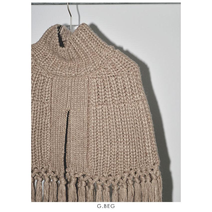 SALE TODAYFUL 2023winter トゥデイフル Fringe Knit Cape フリンジニットケープ トップス ハイネック スリット ミドル丈 12320528｜doubleheart｜16