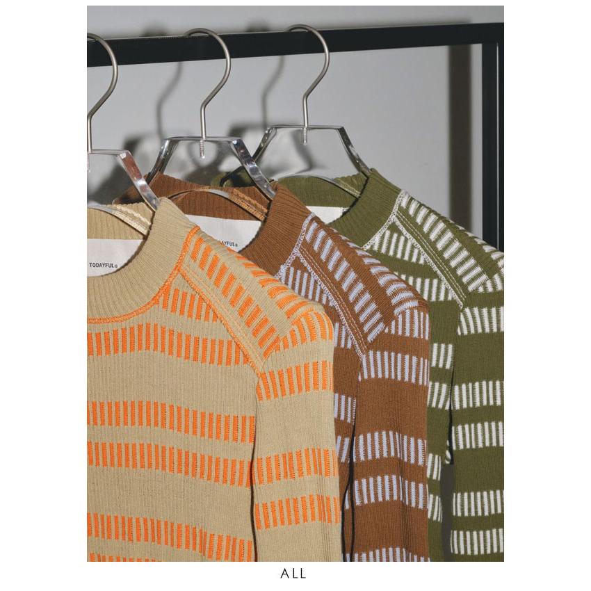 TODAYFUL 【即納】 トゥデイフル Border Crewneck Tops 12320607