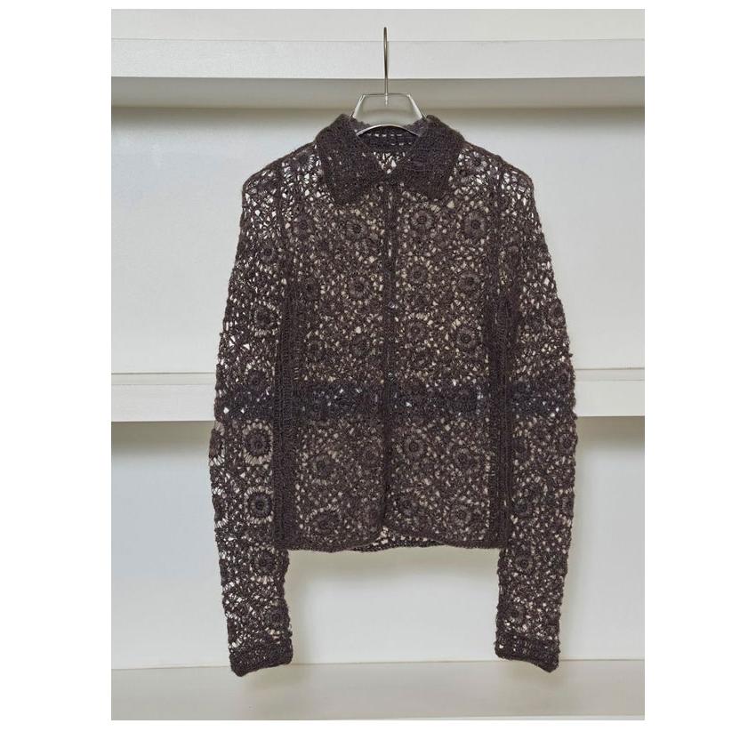 トップス Todayful Crochet Over Shirts brown セール】クロシェットオーバーシャツ（シャツ/ブラウス