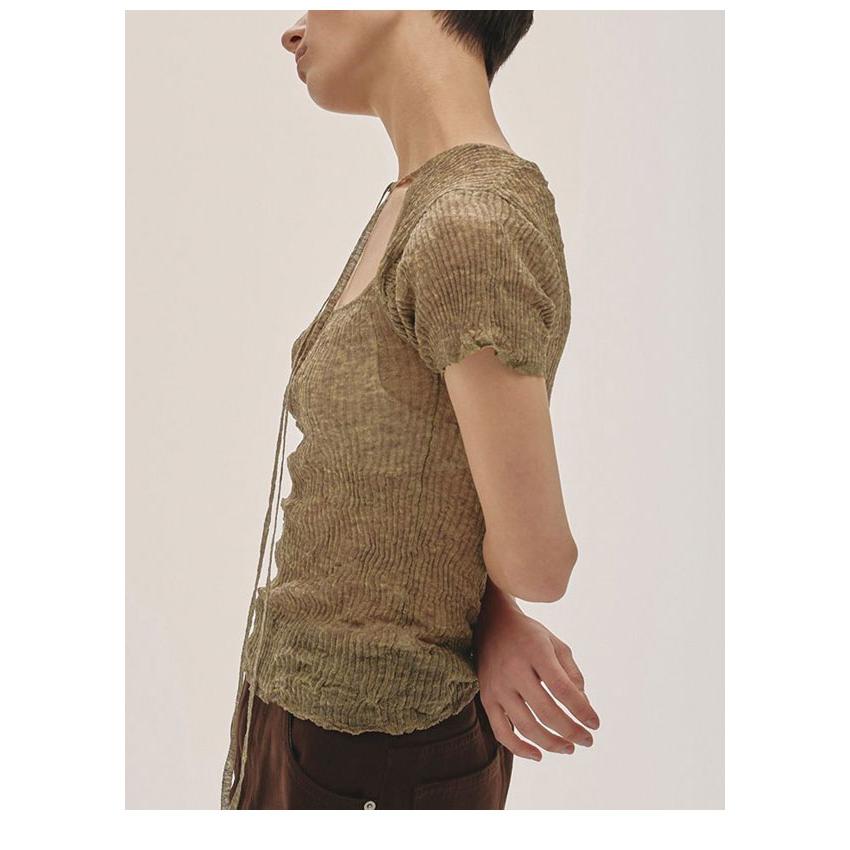 トゥデイフル TODAYFUL 2026springsummer トップス 2way Sheer Knittops 2wayシアーニットトップス 半袖 ミドル丈の画像