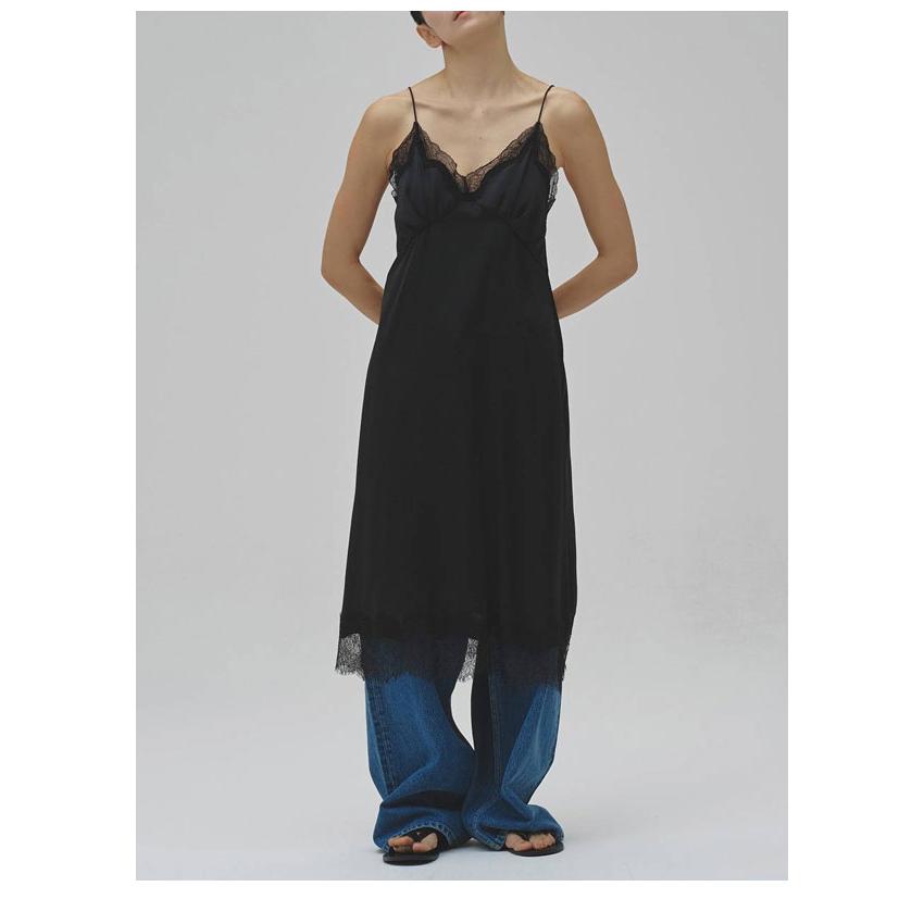 m*中様 トゥデイフル　サテンレース キャミワンピース　ブラック TODAYFUL トゥデイフル 2026Prefall ワンピース Satin Lace Dress