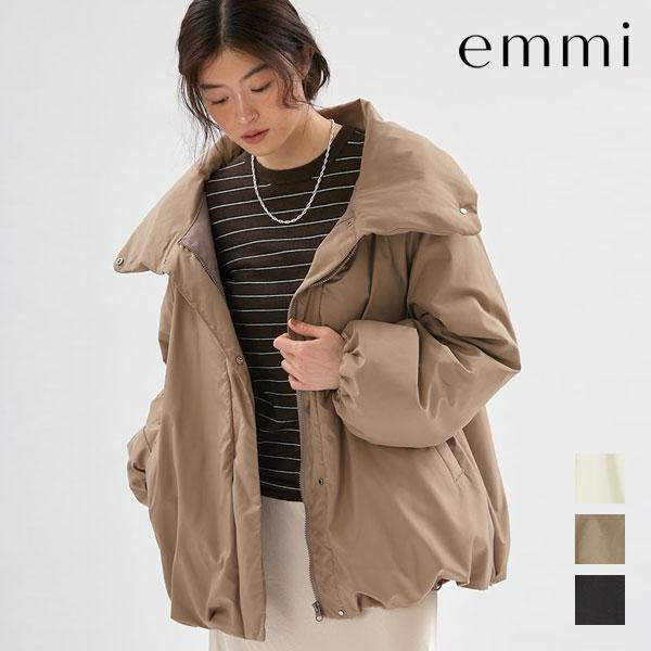 emmi フード付き ブラックダウンジャケット emmi エミ アウター 26秋冬 ハイネックダウン/撥水 11月上旬〜下旬予約