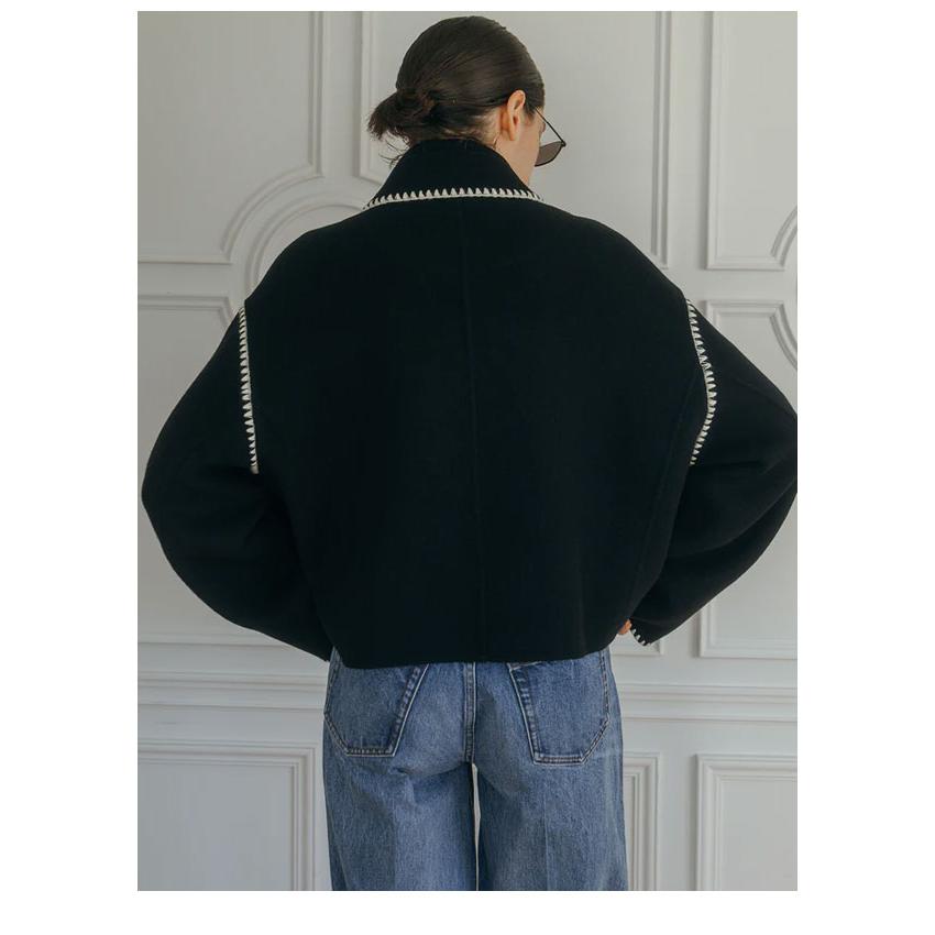 クレドナ CREDONA アウター WOOL EMBROIDERY SHORT ZIP JACKET ミドル