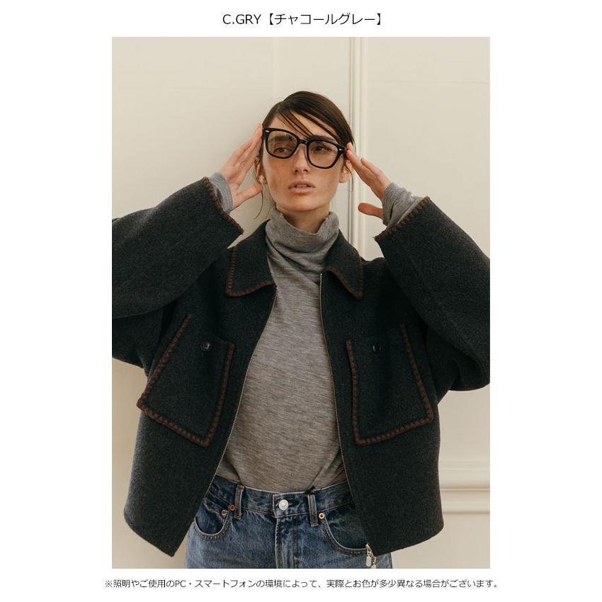 クレドナ CREDONA アウター WOOL EMBROIDERY SHORT ZIP JACKET ミドル