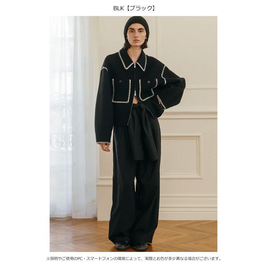 クレドナ CREDONA アウター WOOL EMBROIDERY SHORT ZIP JACKET ミドル