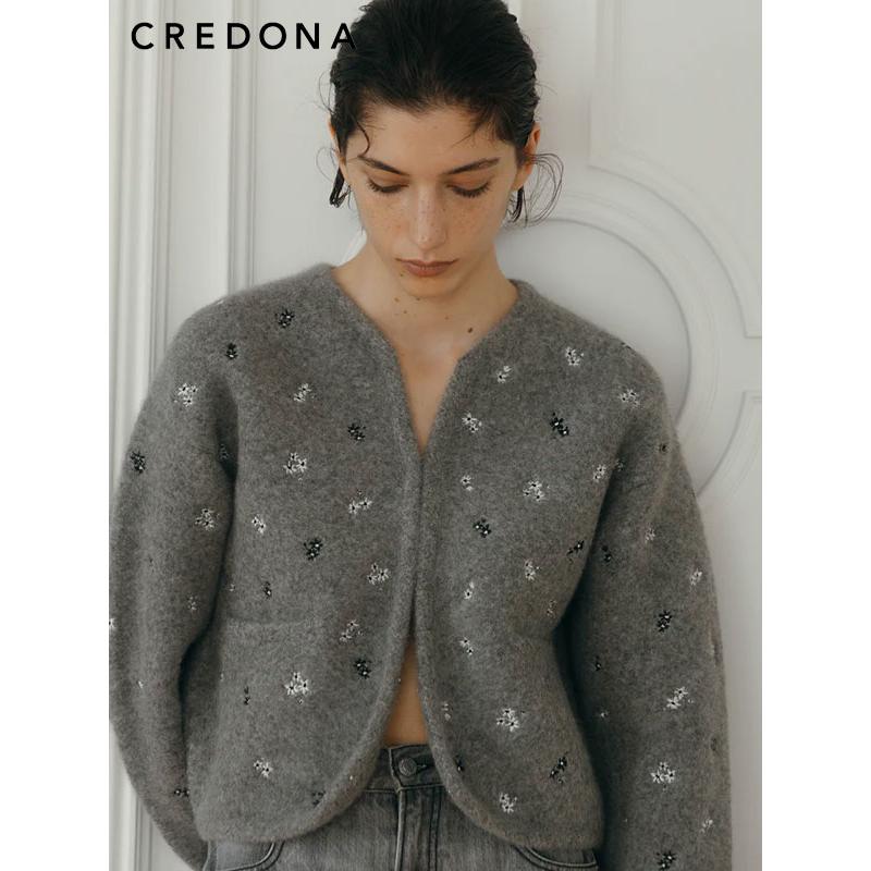 CREDONA（クレドナ） アウター FLOWER EMBROIDERY KNIT JACKET 1月中旬