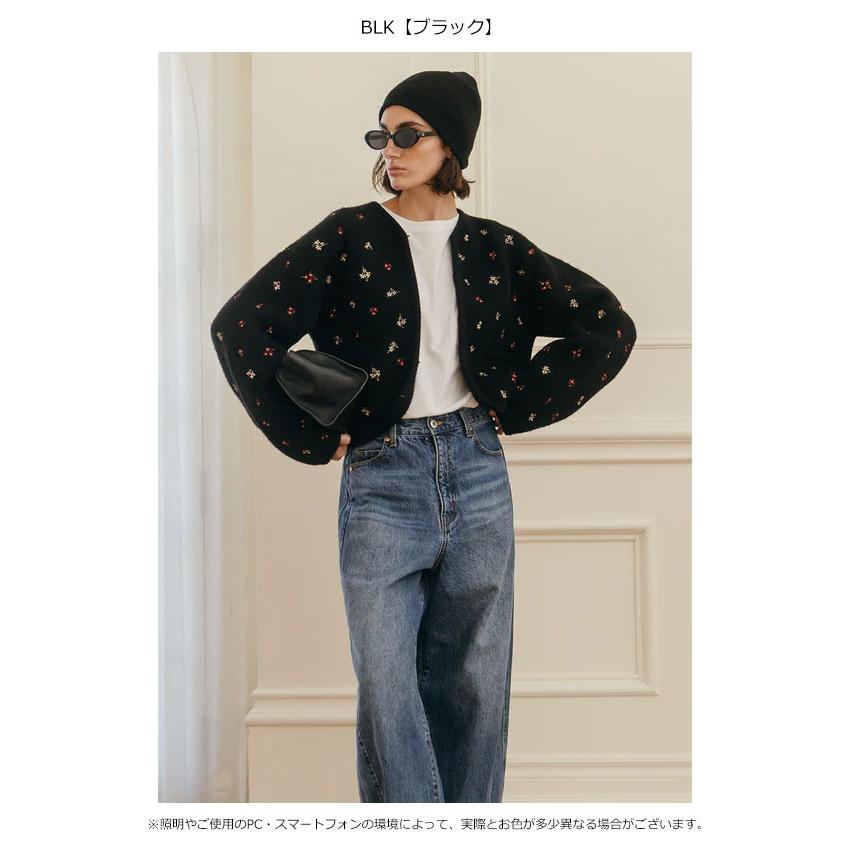 CREDONA（クレドナ） アウター FLOWER EMBROIDERY KNIT JACKET