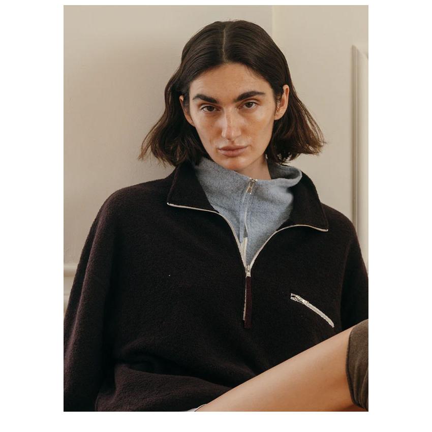 CREDONA（クレドナ） 新作10%OFF トップス WOOL PILE HALF ZIP TOP