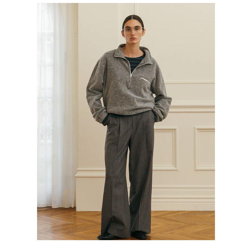 CREDONA（クレドナ） トップス WOOL PILE HALF ZIP TOP ウールパイル