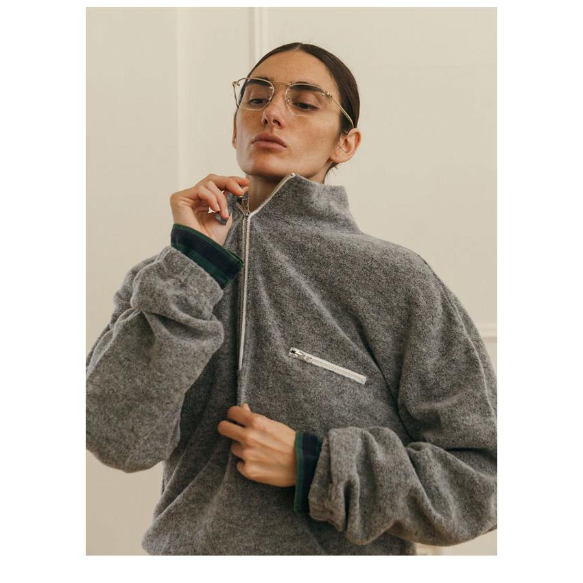 CREDONA（クレドナ） 新作10%OFF トップス WOOL PILE HALF ZIP TOP