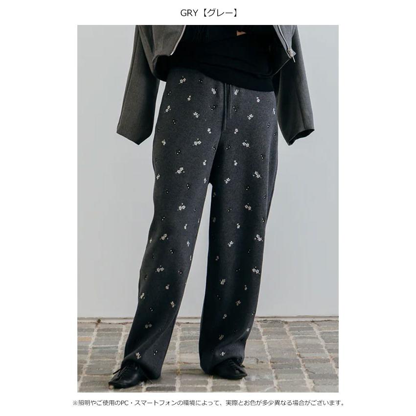 CREDONA（クレドナ） ボトムス FLOWER EMBROIDERY KNIT PANTS フラワー