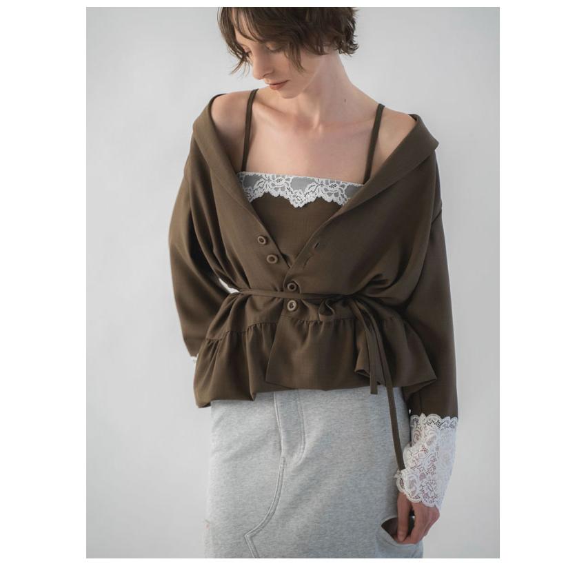 新作10%OFF ウィルフリー WILLFULLY アウター cuffs lace hem balloon frill JK 袖口レース裾バルーンフリルジャケットの画像