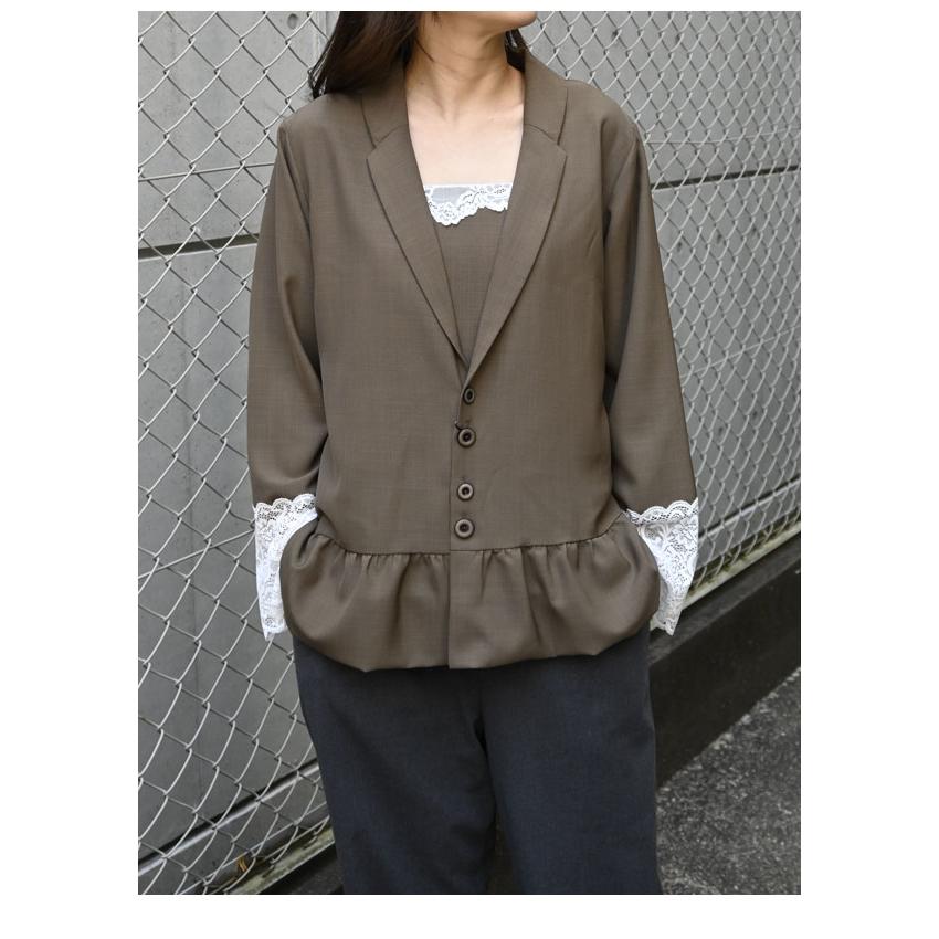新作10%OFF ウィルフリー WILLFULLY アウター cuffs lace hem balloon frill JK 袖口レース裾バルーンフリルジャケットの画像