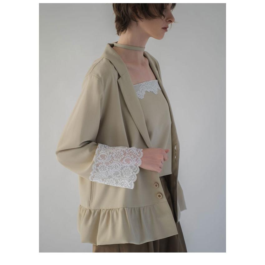 新作10%OFF ウィルフリー WILLFULLY アウター cuffs lace hem balloon frill JK 袖口レース裾バルーンフリルジャケットの画像
