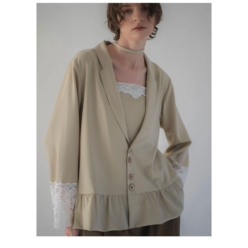 新作10%OFF ウィルフリー WILLFULLY アウター cuffs lace hem balloon frill JK 袖口レース裾バルーンフリルジャケットの画像