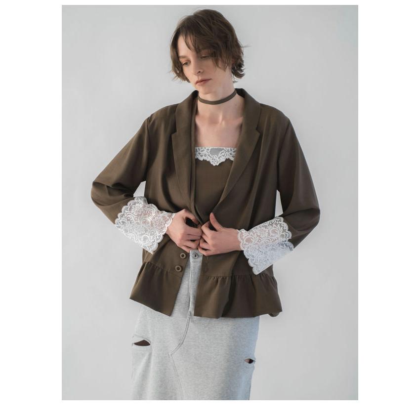 新作10%OFF ウィルフリー WILLFULLY アウター cuffs lace hem balloon frill JK 袖口レース裾バルーンフリルジャケットの画像