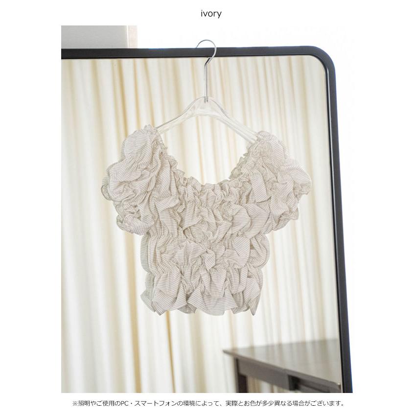 ウィルフリー WILLFULLY トップス whip shirring stripe 2way tops ホイップシャーリングストライプツーウェイトップス 半袖 ミドル丈 2611-to-36の画像