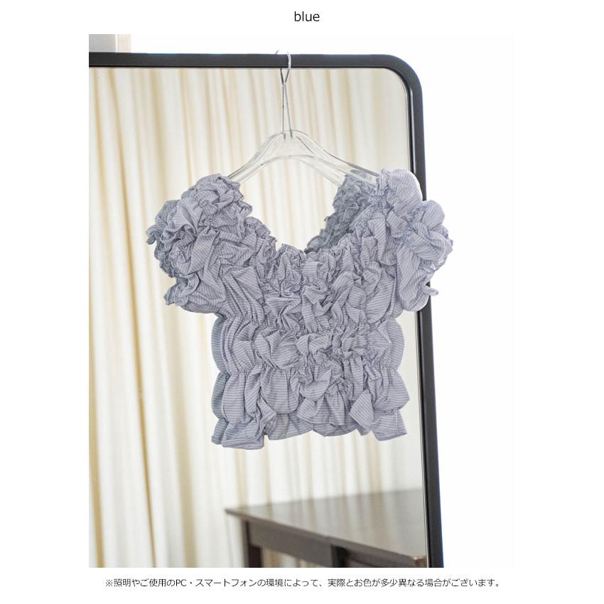 ウィルフリー WILLFULLY トップス whip shirring stripe 2way tops ホイップシャーリングストライプツーウェイトップス 半袖 ミドル丈 2611-to-36の画像