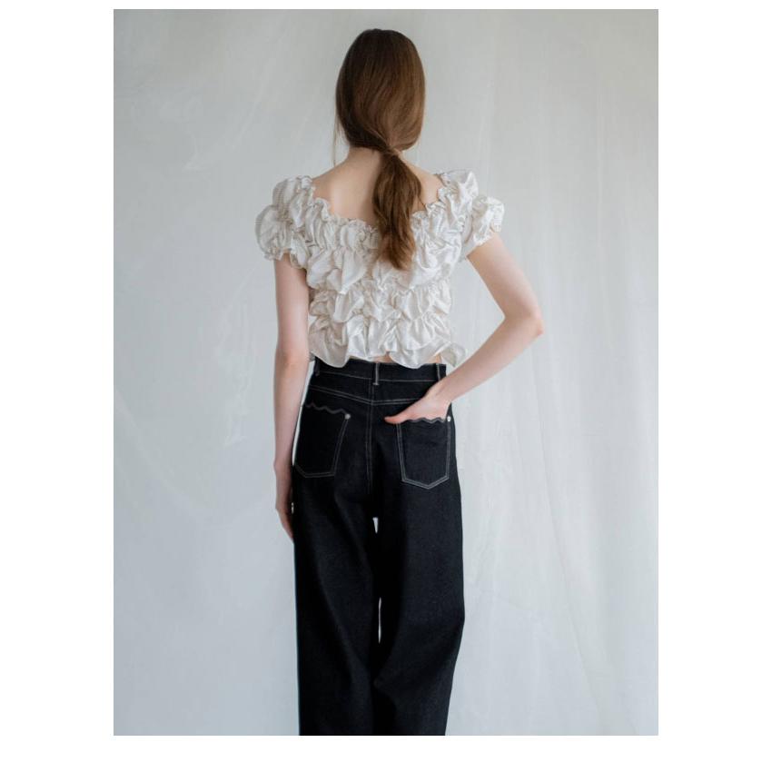 ウィルフリー WILLFULLY トップス whip shirring stripe 2way tops ホイップシャーリングストライプツーウェイトップス 半袖 ミドル丈 2611-to-36の画像